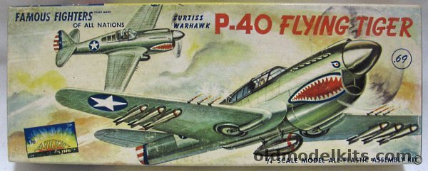 Aurora 1/48 P-40 Warhawk Flying Tiger - Famous Fighters of All Nations, 44A-69 plastic model kit